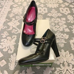 Kate Spade Mary Jane Black Leather Heels 7.5